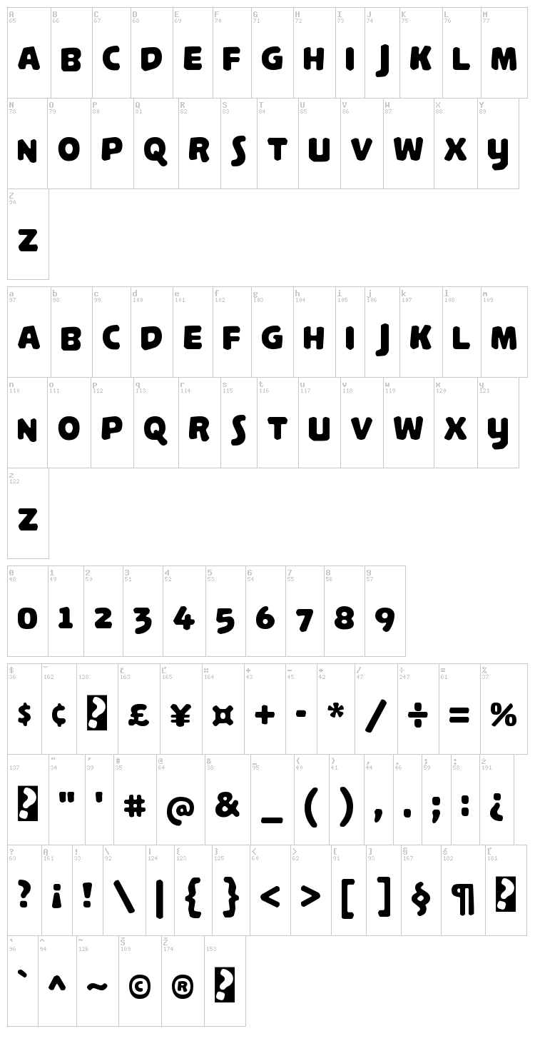 Palamecia Titling font map